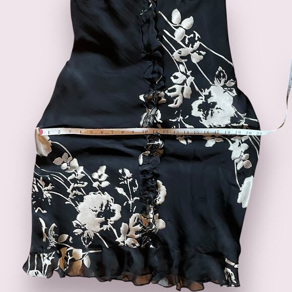 Sue Wong Womens Silk BurnedOut Midi Slip Black Tan dress 90s Y2K Vintage 12 L 10 - Picture 14 of 15